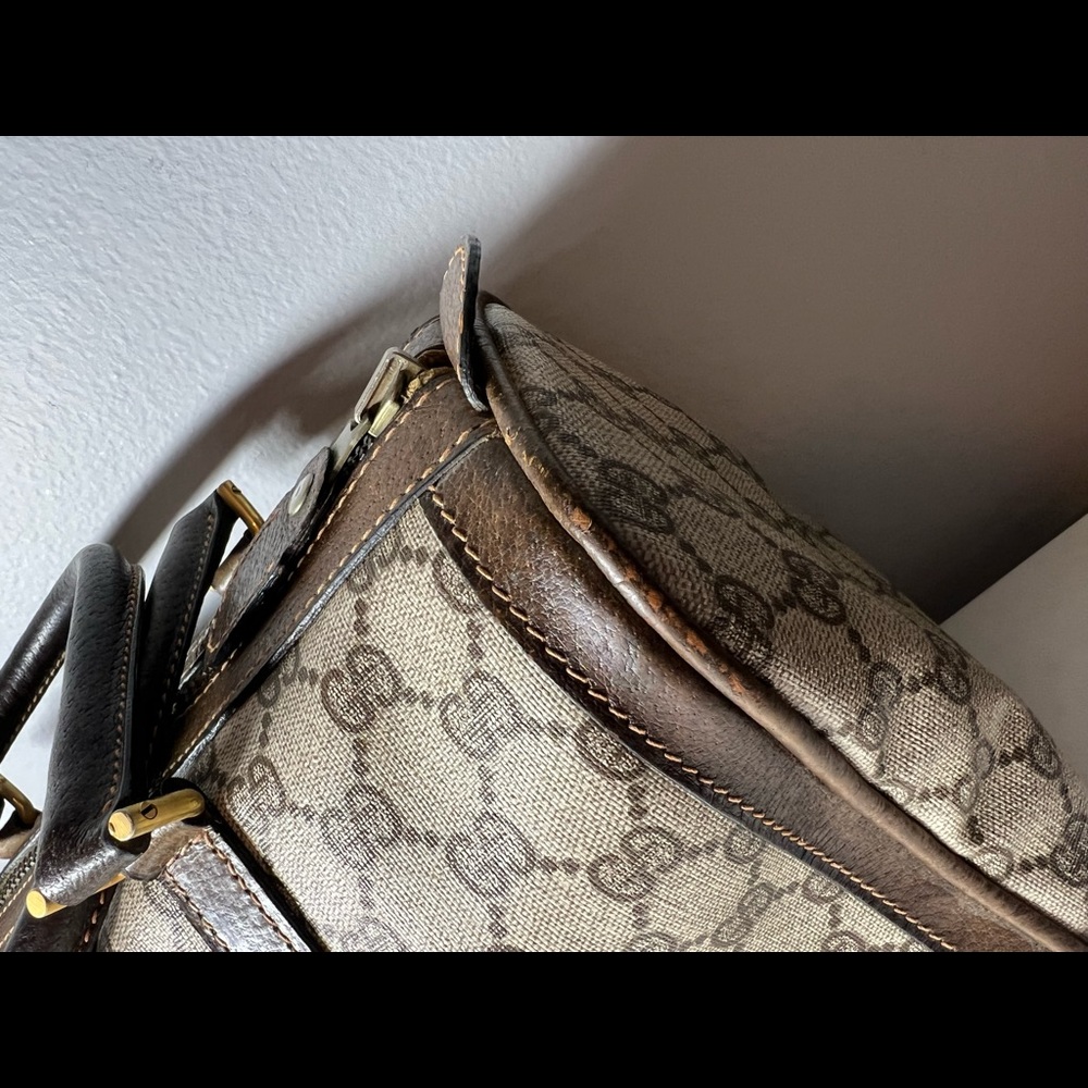 Vintage GUCCI Mini Boston Handbag Sherry Line Canvas Leather 32*21.5*17 - Picture 12 of 15